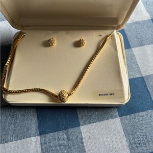 18in Gold-tone Women's Necklace and Stud Earring Set - Charter Club,